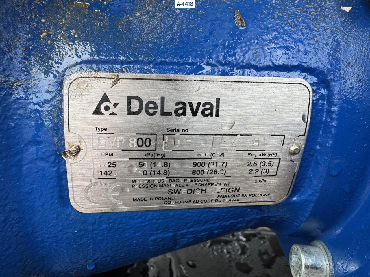 牲畜设备 DeLaval DVP 800 Vacuum pump.：图6