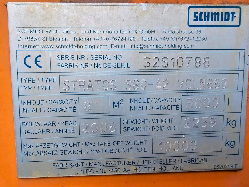 撒沙机/ 撒盐机 Schmidt Stratos S80 8m3 Salzstreuer Salzsilo Aufbaustreuer LKW Winterdienst Küpper-Weisser：图9