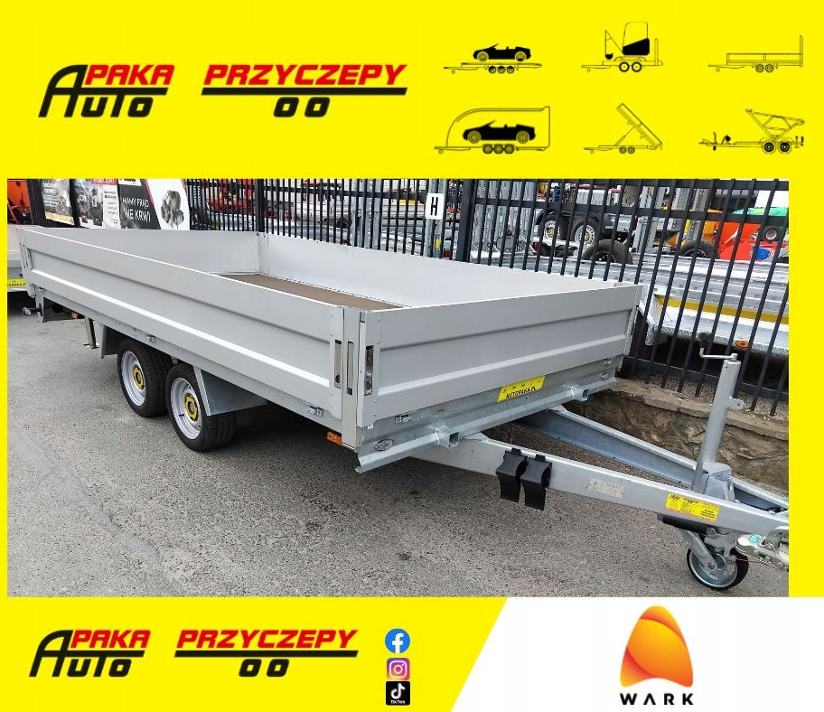 Platforma przyczepa 4x2 WARK dmc 2700 + burty / Platform trailer 4x2 WARK GVW 2700 + sides - 栏板式/ 平板拖车:图1 Platforma przyczepa 4x2 WARK dmc 2700 + burty / Platform trailer 4x2 WARK GVW 2700 + sides - 栏板式/ 平板拖车:图1