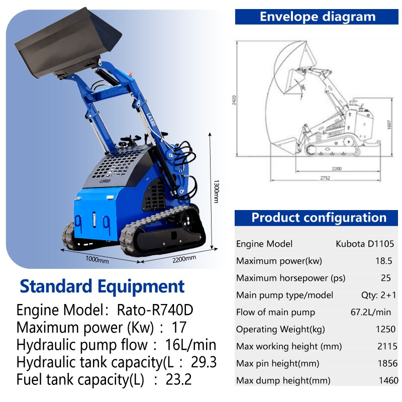 LEZUM LA380 Mini Skid Steer Loader Compact Track Diesel Cheap Mini Skid Steer Loader For Sale With Mini Skid Steer Attachments 4 In 1 Bucket - 滑移装载机:图2 LEZUM LA380 Mini Skid Steer Loader Compact Track Diesel Cheap Mini Skid Steer Loader For Sale With Mini Skid Steer Attachments 4 In 1 Bucket - 滑移装载机:图2