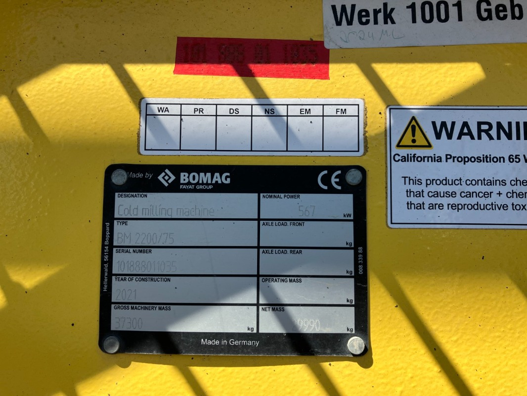 BOMAG DE BM 2200/75  Stage IV/Tier 4f - 冷铣刨机:图2 BOMAG DE BM 2200/75  Stage IV/Tier 4f - 冷铣刨机:图2