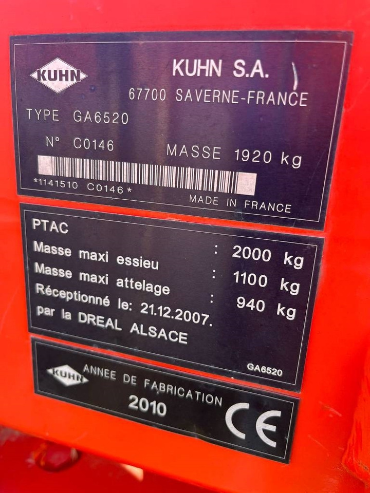 Kuhn 6520 - 翻草机/ 搂草机:图3 Kuhn 6520 - 翻草机/ 搂草机:图3