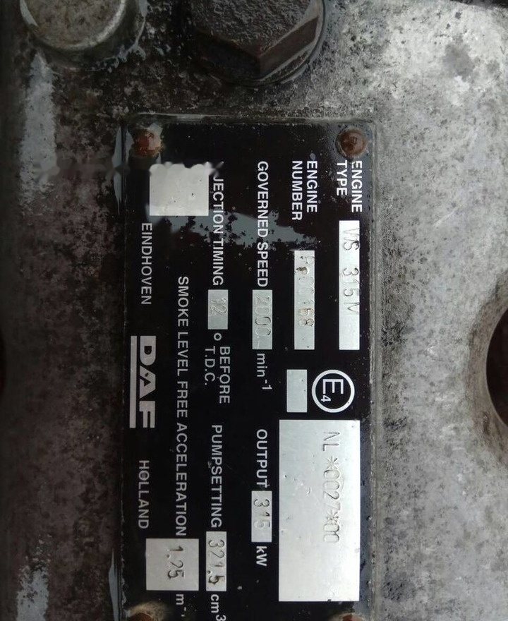DAF ATI WS315M DAF 95 - 发动机 适用于 卡车:图4 DAF ATI WS315M DAF 95 - 发动机 适用于 卡车:图4