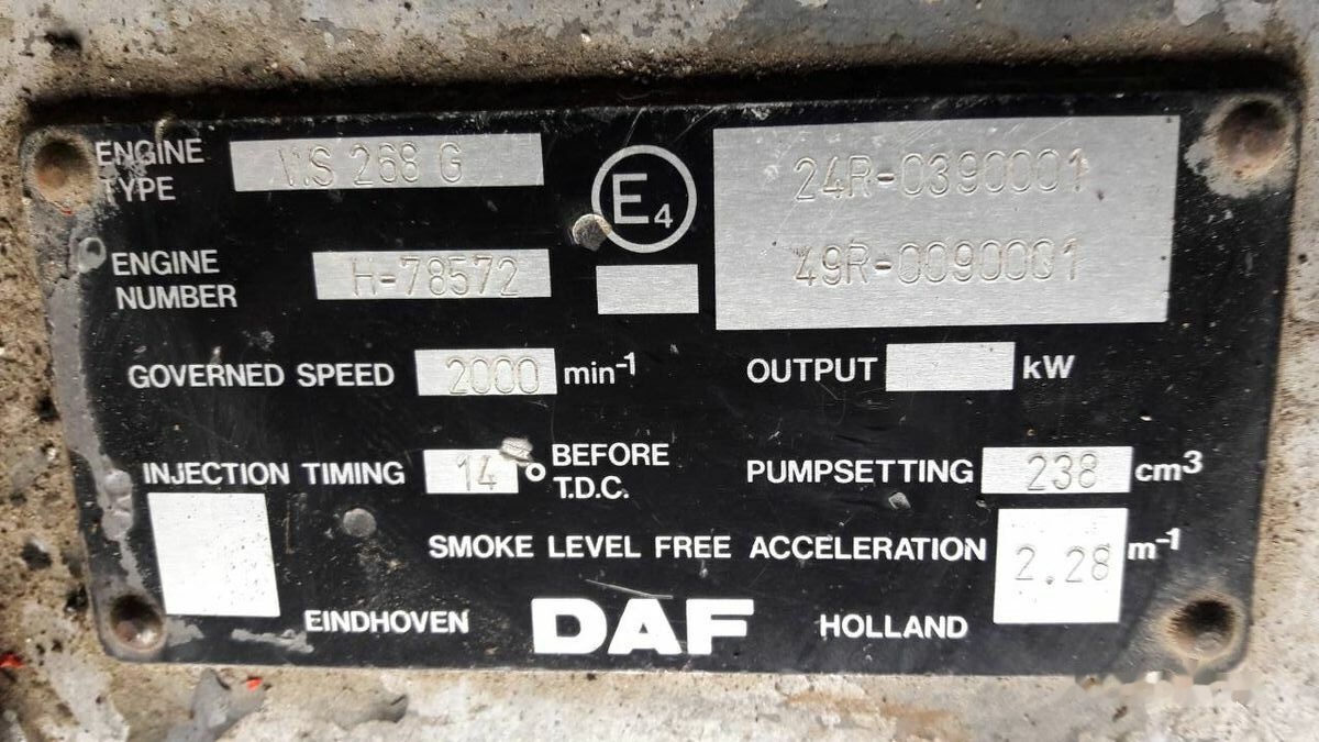 DAF WS268G DAF 95 85 - 发动机 适用于 卡车:图1 DAF WS268G DAF 95 85 - 发动机 适用于 卡车:图1