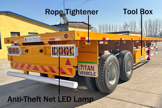 TITAN 2 Axle 40 Ft Flatbed Trailer for Sale in Uganda - 栏板式/ 平板半拖车:图5 TITAN 2 Axle 40 Ft Flatbed Trailer for Sale in Uganda - 栏板式/ 平板半拖车:图5