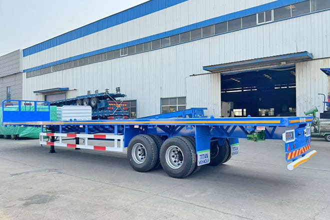 TITAN 2 Axle 45 Ft Flatbed Trailers for Sale in Algeria - 栏板式/ 平板半拖车:图1 TITAN 2 Axle 45 Ft Flatbed Trailers for Sale in Algeria - 栏板式/ 平板半拖车:图1