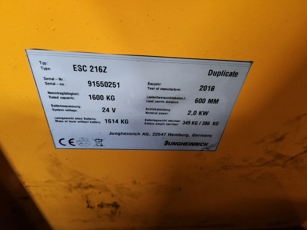 JUNGHEINRICH ESC 216z - 仓库设备:图2 JUNGHEINRICH ESC 216z - 仓库设备:图2