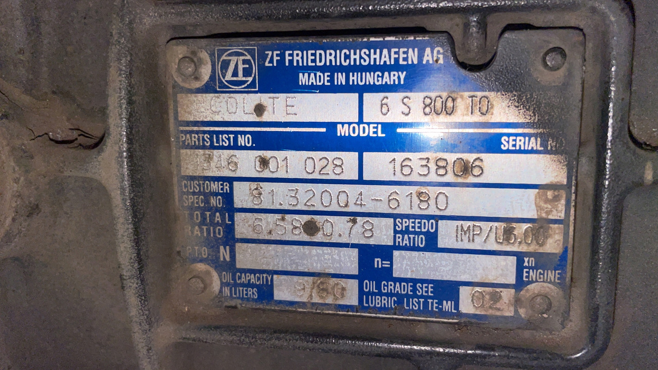 SKRZYNIA BIEGÓW MAN TGL 6S800TO 6 S 800 TO 331 TYS KM - 变速箱 适用于 卡车:图4 SKRZYNIA BIEGÓW MAN TGL 6S800TO 6 S 800 TO 331 TYS KM - 变速箱 适用于 卡车:图4