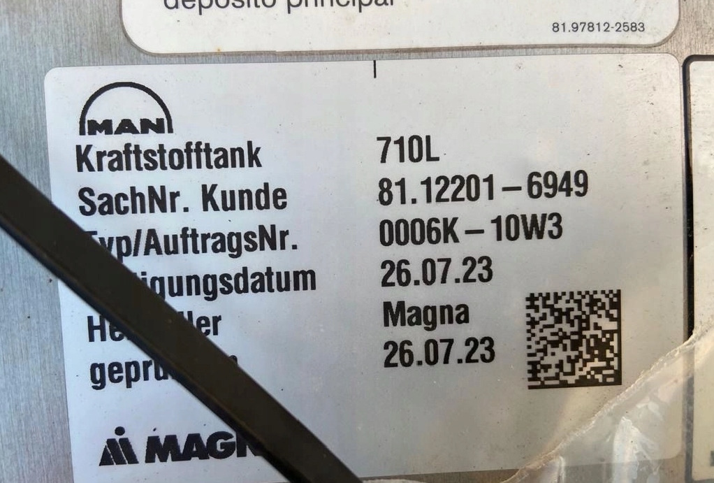 ZBIORNIK PALIWA MAN TGX TGS 710 L 81122016949 - 燃料箱 适用于 卡车:图4 ZBIORNIK PALIWA MAN TGX TGS 710 L 81122016949 - 燃料箱 适用于 卡车:图4