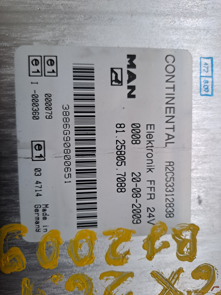 Gebrauchtes MAN TGX 26.440 Steuergerät Fahrzeugführungs - Rechner, Artikel - Nr. : 81.25805 - 7088 - ECU 适用于 卡车:图2 Gebrauchtes MAN TGX 26.440 Steuergerät Fahrzeugführungs - Rechner, Artikel - Nr. : 81.25805 - 7088 - ECU 适用于 卡车:图2