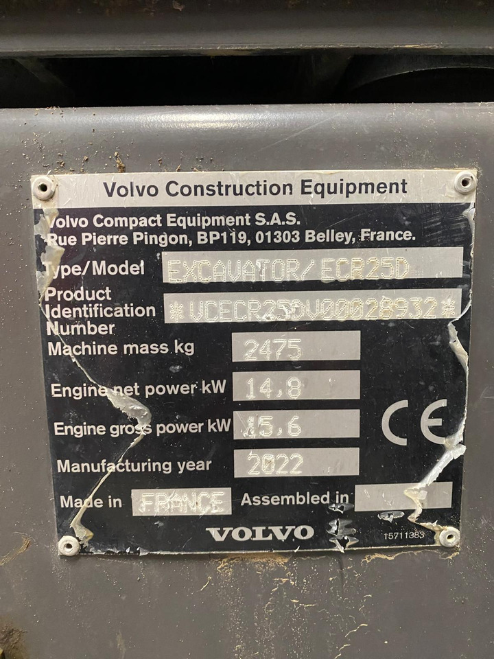 VOLVO ECR25D - 小型挖掘机:图2 VOLVO ECR25D - 小型挖掘机:图2