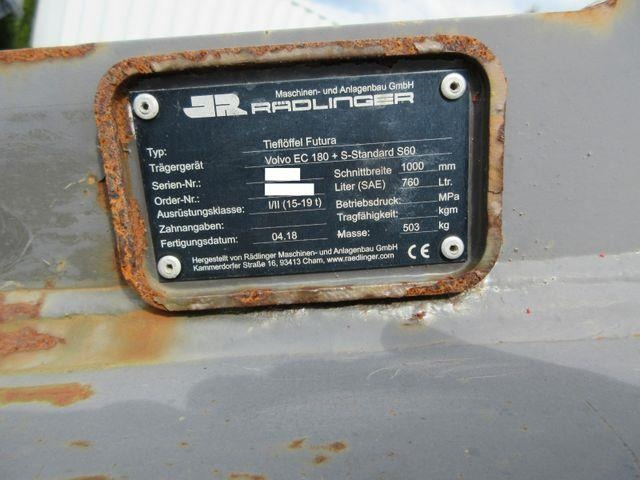 Futura digging bucket, 1,000 mm, S60 coupling - 挖掘机铲斗:图2 Futura digging bucket, 1,000 mm, S60 coupling - 挖掘机铲斗:图2