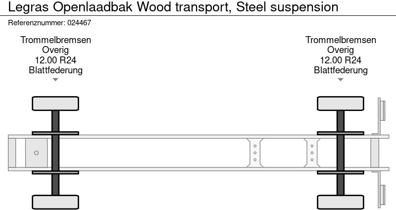 木材运输半挂车 Legras Openlaadbak Wood transport, Steel suspension：图11