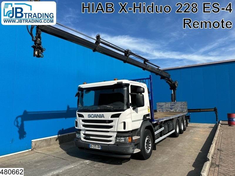 Scania P 410 8x4, EURO 6, HIAB, Remote, Steeringaxle - 栏板式/ 平板卡车, 起重车:图1 Scania P 410 8x4, EURO 6, HIAB, Remote, Steeringaxle - 栏板式/ 平板卡车, 起重车:图1