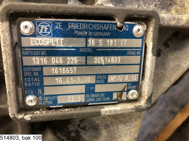 ZF ECOSPLIT 16 S 181 IT, Manual - 变速箱:图2 ZF ECOSPLIT 16 S 181 IT, Manual - 变速箱:图2