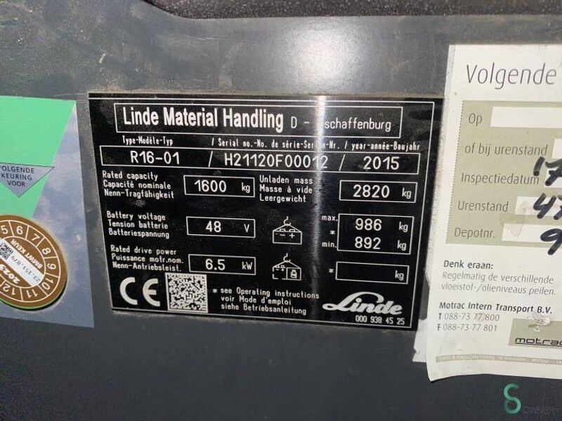 Linde R16 - 前移式叉车:图2 Linde R16 - 前移式叉车:图2