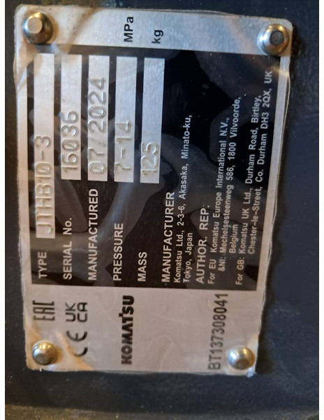 Komatsu JTHB10-3 - 液压锤 适用于 建筑机械:图2 Komatsu JTHB10-3 - 液压锤 适用于 建筑机械:图2