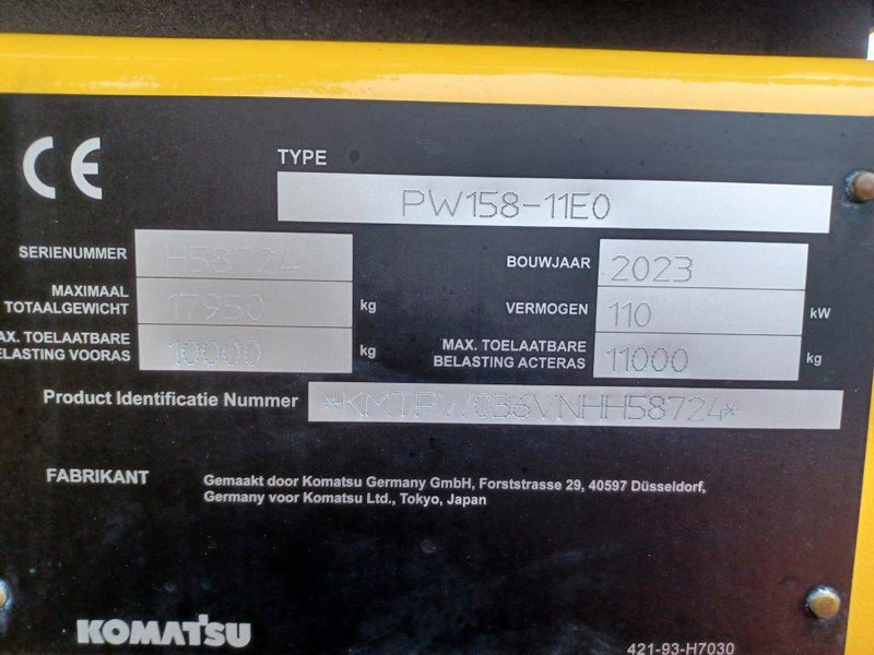 Komatsu PW158-11E0 - 轮式挖掘机:图2 Komatsu PW158-11E0 - 轮式挖掘机:图2