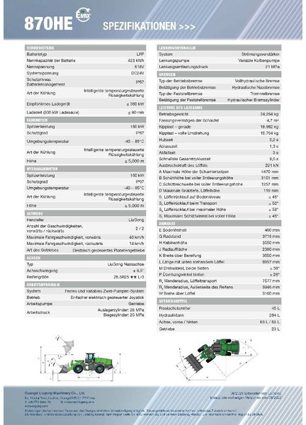 LIUGONG 870 HE vollelektrisch, 24.2 t, 4.7-5.2 cbm - 轮式装载机:图2 LIUGONG 870 HE vollelektrisch, 24.2 t, 4.7-5.2 cbm - 轮式装载机:图2