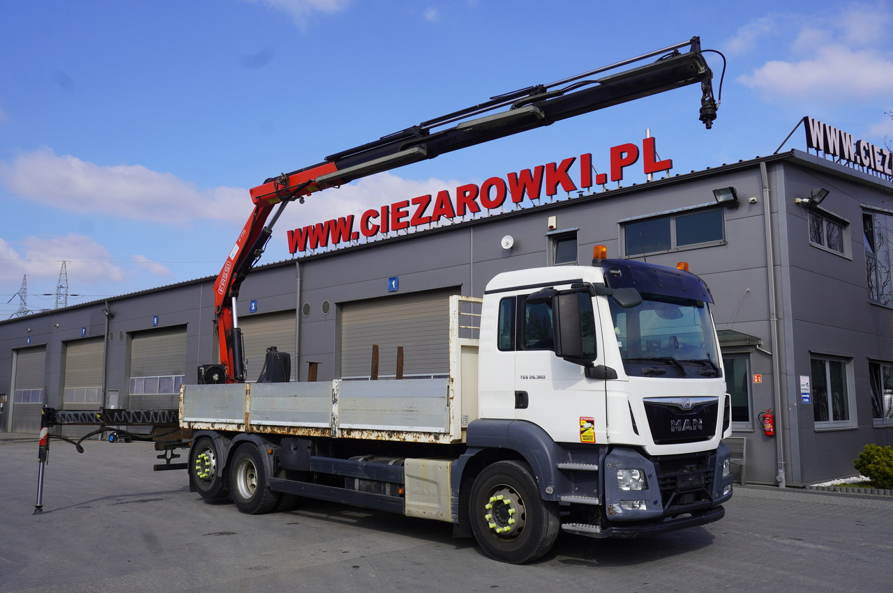 MAN TGS 26.360 Flatbed / Fassi F175 7.7 T / steered 3rd axle - 栏板式/ 平板卡车, 起重车:图1 MAN TGS 26.360 Flatbed / Fassi F175 7.7 T / steered 3rd axle - 栏板式/ 平板卡车, 起重车:图1