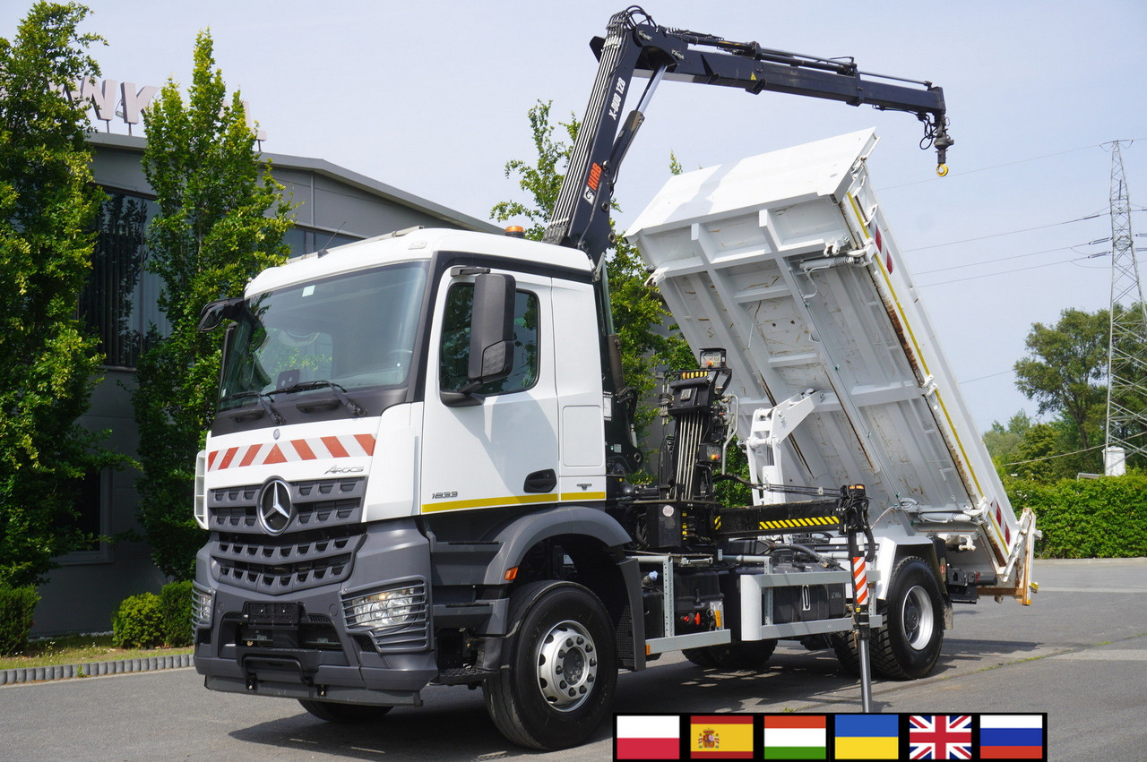 MERCEDES-BENZ Arocs 1833 / 87,000 km!!! / Hds HIAB X-DUO 128 B-2 / three-sided tipper - 起重车, 起重车:图1 MERCEDES-BENZ Arocs 1833 / 87,000 km!!! / Hds HIAB X-DUO 128 B-2 / three-sided tipper - 起重车, 起重车:图1