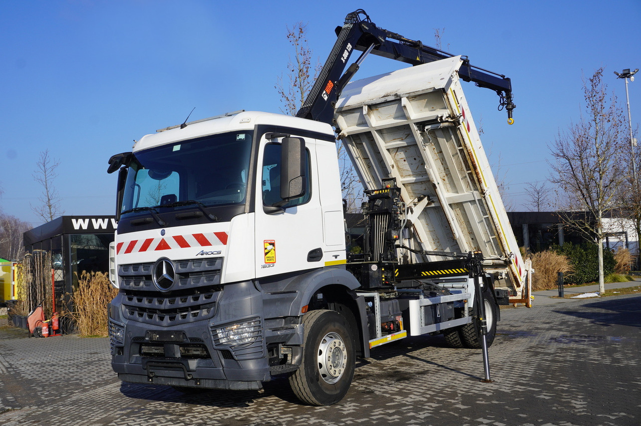 MERCEDES-BENZ Arocs 1833 / 87,000 km!!! / Hds HIAB X-DUO 128 B-2 / three-sided tipper - 栏板式/ 平板卡车, 起重车:图1 MERCEDES-BENZ Arocs 1833 / 87,000 km!!! / Hds HIAB X-DUO 128 B-2 / three-sided tipper - 栏板式/ 平板卡车, 起重车:图1