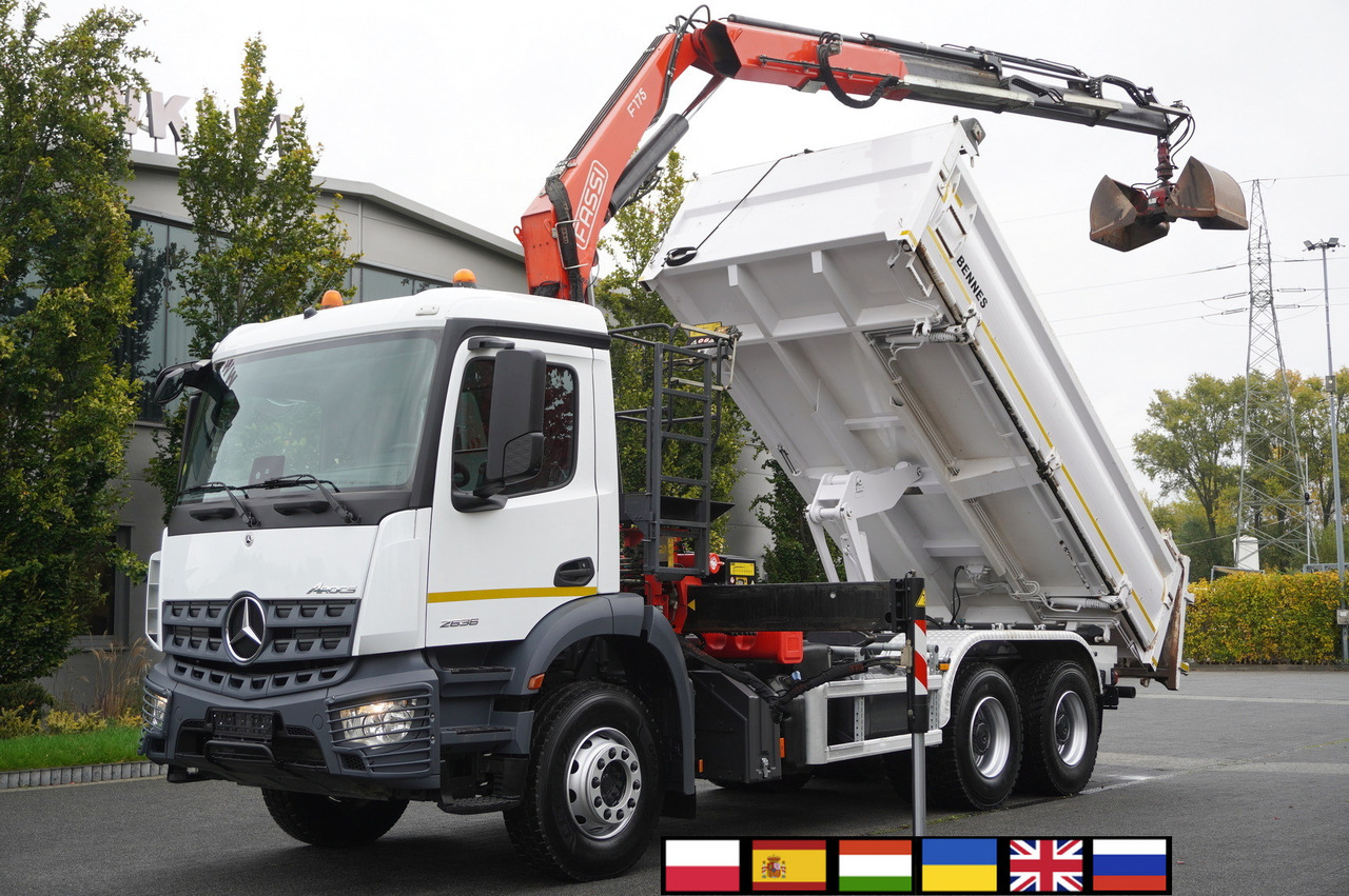MERCEDES-BENZ Arocs 2636 6x4 / Fassi F175 / 7.7 t / 10 m / 2-side tipper / Bortmatic - 翻斗车, 起重车:图1 MERCEDES-BENZ Arocs 2636 6x4 / Fassi F175 / 7.7 t / 10 m / 2-side tipper / Bortmatic - 翻斗车, 起重车:图1