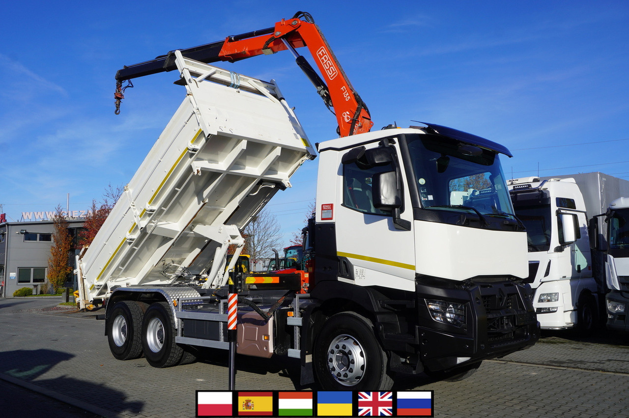 RENAULT C380 E6 6×4 / HDS Fassi F135 2700 MTH / Range 8 m / 5.6 t lifting capacity / 3-side tipper / Bortmatic - 起重车:图1 RENAULT C380 E6 6×4 / HDS Fassi F135 2700 MTH / Range 8 m / 5.6 t lifting capacity / 3-side tipper / Bortmatic - 起重车:图1