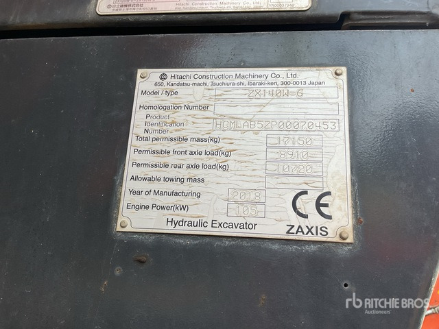 2018 Hitachi ZX140W-6 4x4 Highway Wheeled Excavator - 轮式挖掘机:图1 2018 Hitachi ZX140W-6 4x4 Highway Wheeled Excavator - 轮式挖掘机:图1