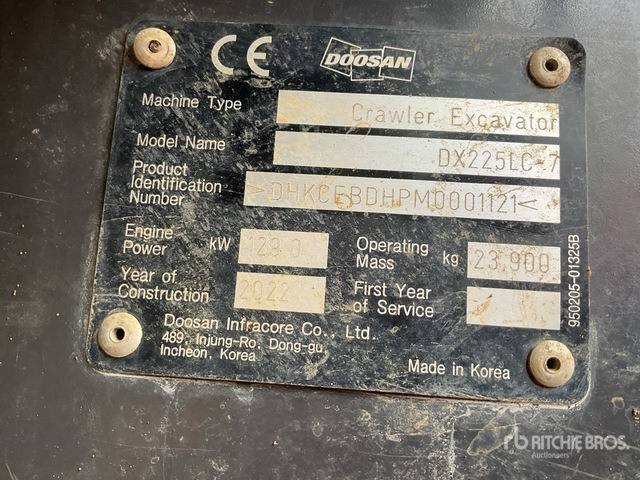 2022 Doosan DX225LC-7 Tracked Excavator - 履带式挖掘机:图3 2022 Doosan DX225LC-7 Tracked Excavator - 履带式挖掘机:图3