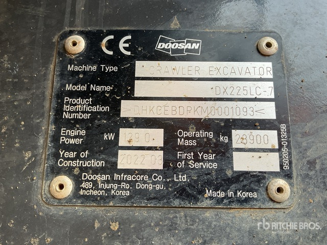 2022 Doosan DX225LC-7 Tracked Excavator - 履带式挖掘机:图2 2022 Doosan DX225LC-7 Tracked Excavator - 履带式挖掘机:图2