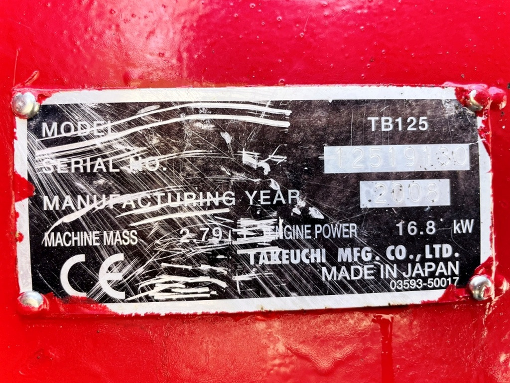 Takeuchi TB125 (4004) - 小型挖掘机:图3 Takeuchi TB125 (4004) - 小型挖掘机:图3