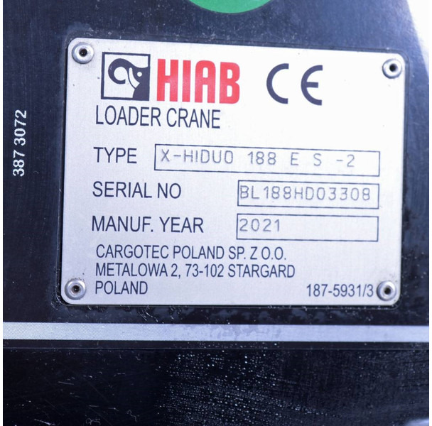 Hiab X-HIDUO 188 ES-2 - 装载起重机:图3 Hiab X-HIDUO 188 ES-2 - 装载起重机:图3