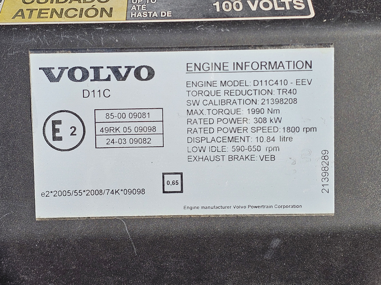 发动机 VOLVO FM / D11C 410 EEV / COMPLETE ENGINE：图6