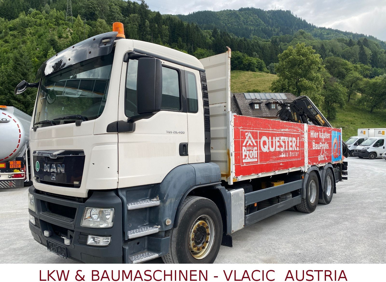 MAN TGS 26.400 6x4 mit Kran HIAB 166 - 栏板式/ 平板卡车, 起重车:图1 MAN TGS 26.400 6x4 mit Kran HIAB 166 - 栏板式/ 平板卡车, 起重车:图1