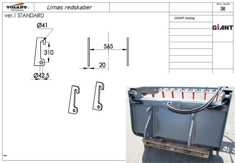 Limas Pallegfler 2500kg Med Giant beslag - 叉 适用于 紧凑型装载机:图2 Limas Pallegfler 2500kg Med Giant beslag - 叉 适用于 紧凑型装载机:图2