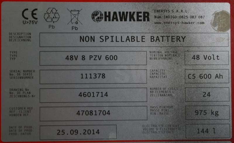 HAWKER 48 Volt 8 PzS 600 Ah - 电池:图5 HAWKER 48 Volt 8 PzS 600 Ah - 电池:图5
