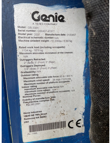 Genie GS 3384 RT - 剪式升降机:图3 Genie GS 3384 RT - 剪式升降机:图3