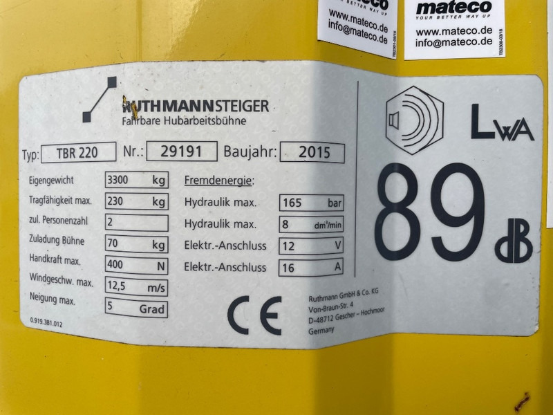 Ruthmann TBR 220 - 车载空中平台:图3 Ruthmann TBR 220 - 车载空中平台:图3