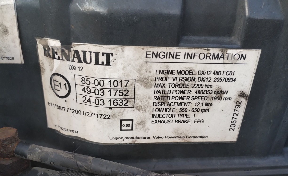 Silnik Volvo D12 480 Renault DXi12 480 EURO 5 - 发动机及其零件:图3 Silnik Volvo D12 480 Renault DXi12 480 EURO 5 - 发动机及其零件:图3