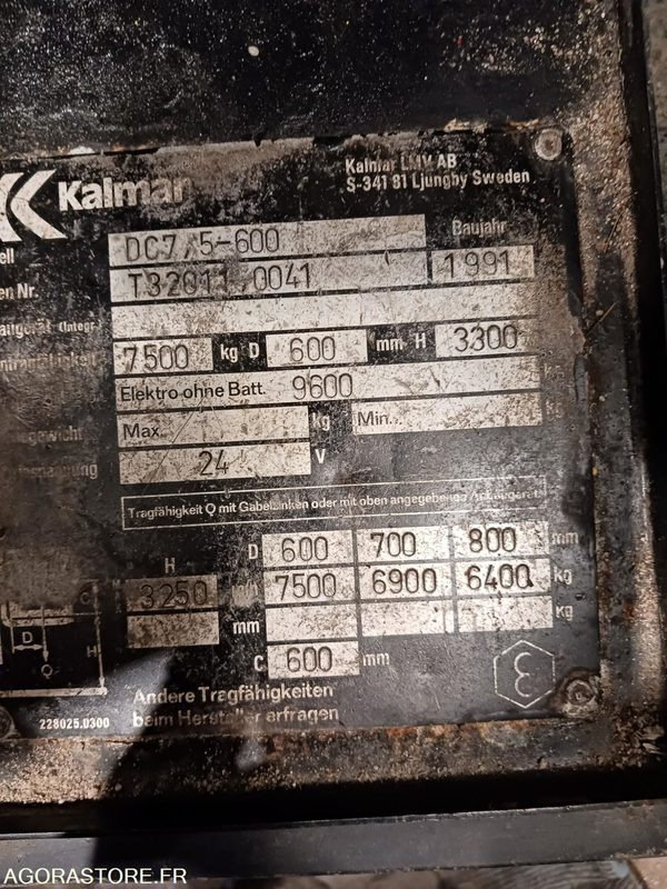 CHARIOT ELEVATEUR - KALMAR DC7/5-600 + POTENCE - 7924 HEURES - 柴油叉车:图1 CHARIOT ELEVATEUR - KALMAR DC7/5-600 + POTENCE - 7924 HEURES - 柴油叉车:图1