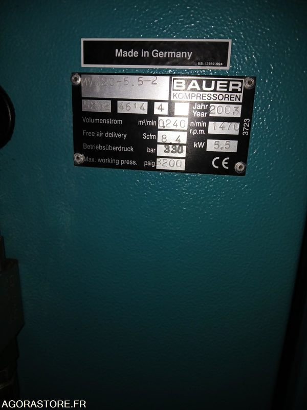 Compresseur HP air respirable BAUER MV120, avec rampe de gonflage 6 flexibles - 空气压缩机:图3 Compresseur HP air respirable BAUER MV120, avec rampe de gonflage 6 flexibles - 空气压缩机:图3