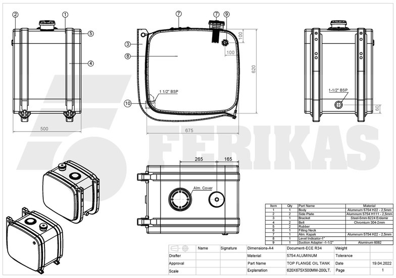 新的 液压油箱 适用于 卡车 Hydraulic aluminum oil tank 200L：图9