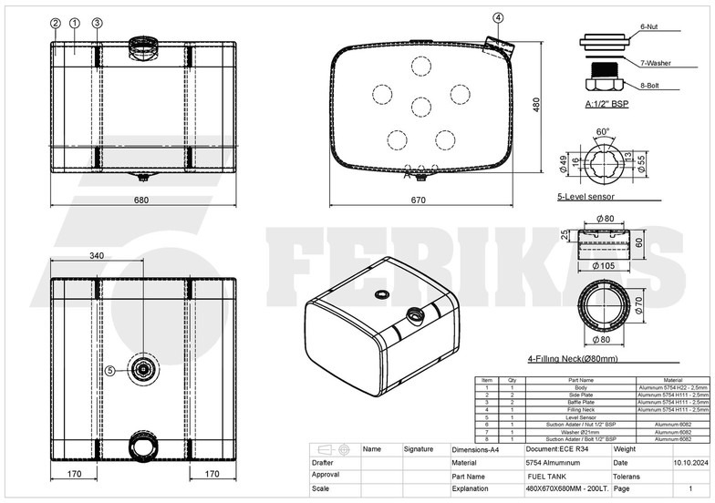 新的 燃料箱 适用于 卡车 Iveco New aluminum fuel tank 200L:图8 新的 燃料箱 适用于 卡车 Iveco New aluminum fuel tank 200L:图8