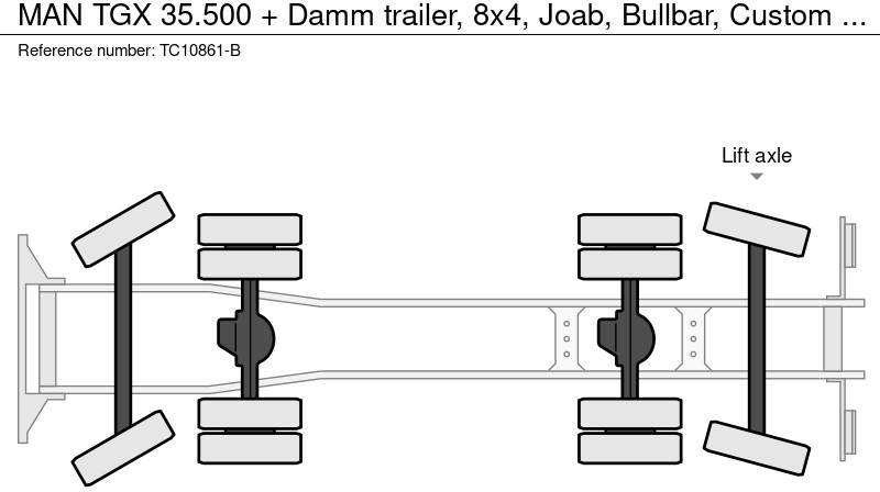 MAN TGX 35.500 + Damm trailer, 8x4, Joab, Bullbar, Custom interieur - 吊钩升降车:图4 MAN TGX 35.500 + Damm trailer, 8x4, Joab, Bullbar, Custom interieur - 吊钩升降车:图4