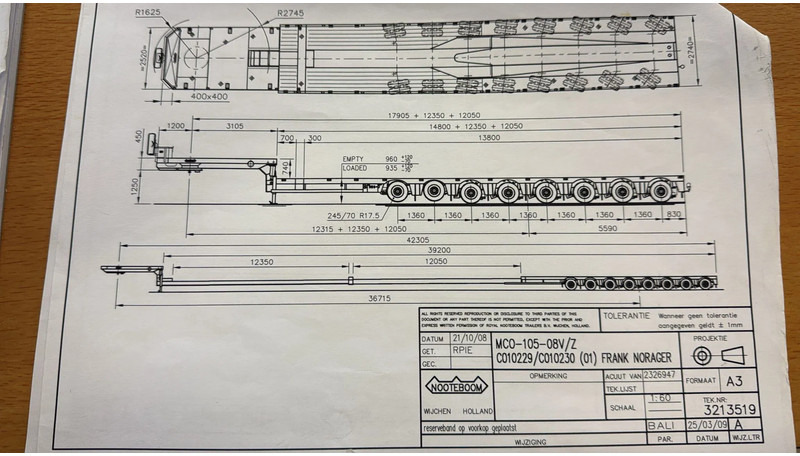 Nooteboom MC0 105-08V, 2 EXTENDABLE 12.35 + 12,05 8 AXLE, 2 LIFT AXLES, 7 AXLE STEERING, REMOTE CONTROLE - 低装载半拖车:图5 Nooteboom MC0 105-08V, 2 EXTENDABLE 12.35 + 12,05 8 AXLE, 2 LIFT AXLES, 7 AXLE STEERING, REMOTE CONTROLE - 低装载半拖车:图5