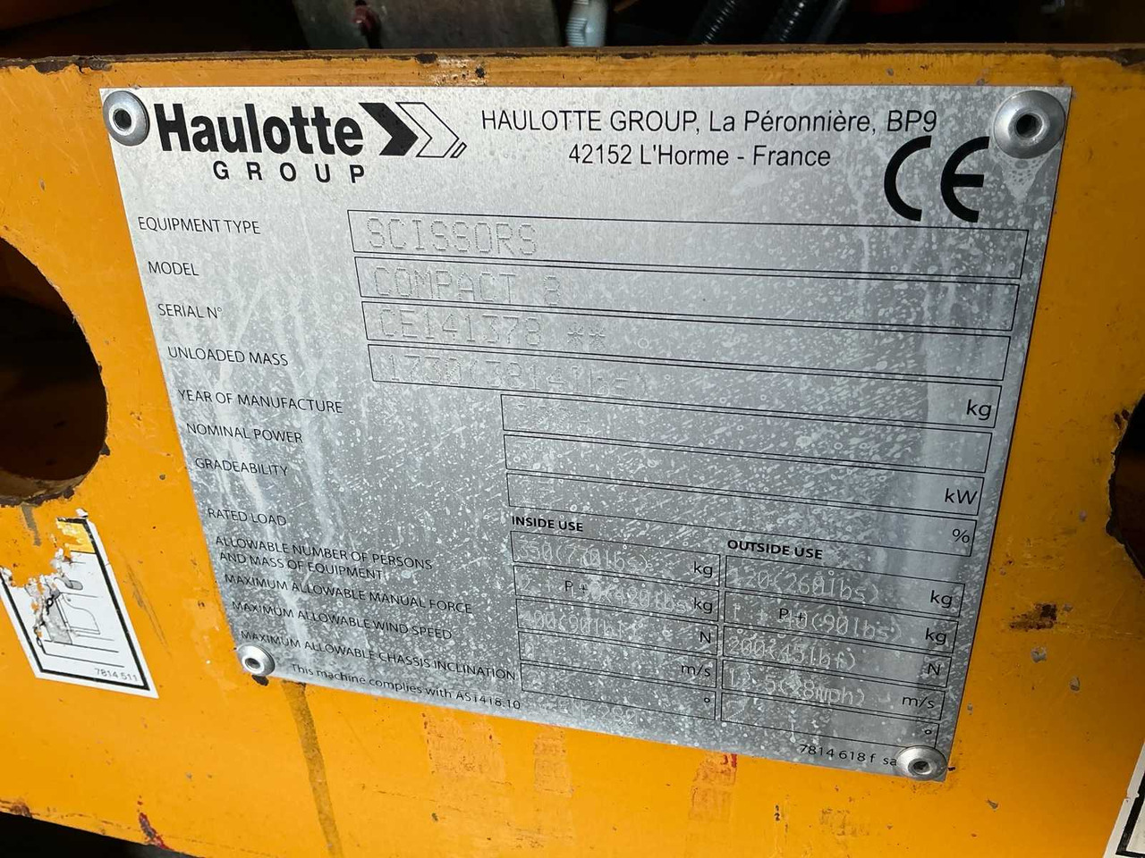 空中平台 2008 HAULOTTE COMPACT 8 AERIAL PLATFORM：图8