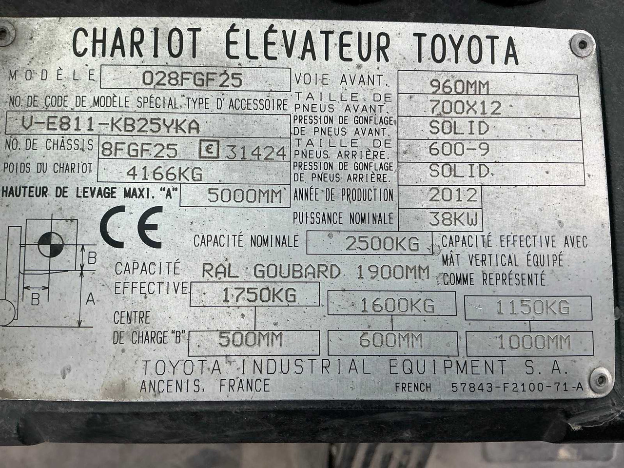 2012 TOYOTA 028FGF25 FORKLIFT - 叉车:图2 2012 TOYOTA 028FGF25 FORKLIFT - 叉车:图2