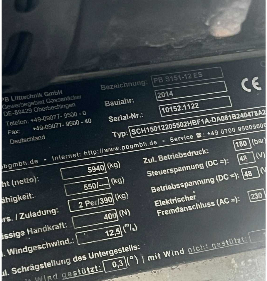 PB S151-12 ES - 空中平台:图5 PB S151-12 ES - 空中平台:图5