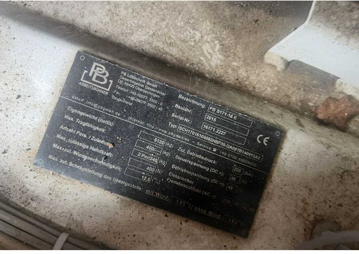 PB - S171-16 E - AERIAL PLATFORM BUILT IN 2015 WITH WORKING HEIGHT 17.3M - 空中平台:图5 PB - S171-16 E - AERIAL PLATFORM BUILT IN 2015 WITH WORKING HEIGHT 17.3M - 空中平台:图5